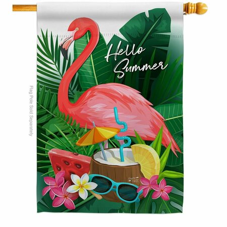 PATIO TRASERO Flamingo Summer Summertime Tropical 28 x 40 in. Double-Sided Vertical House Flags PA4079907